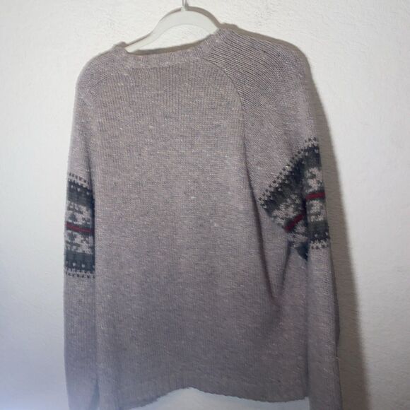 Eddie Bauer Sweater Vintage Fair Isle Grandpa Wool Sweater Nordic Holiday Crew L - Picture 6 of 8